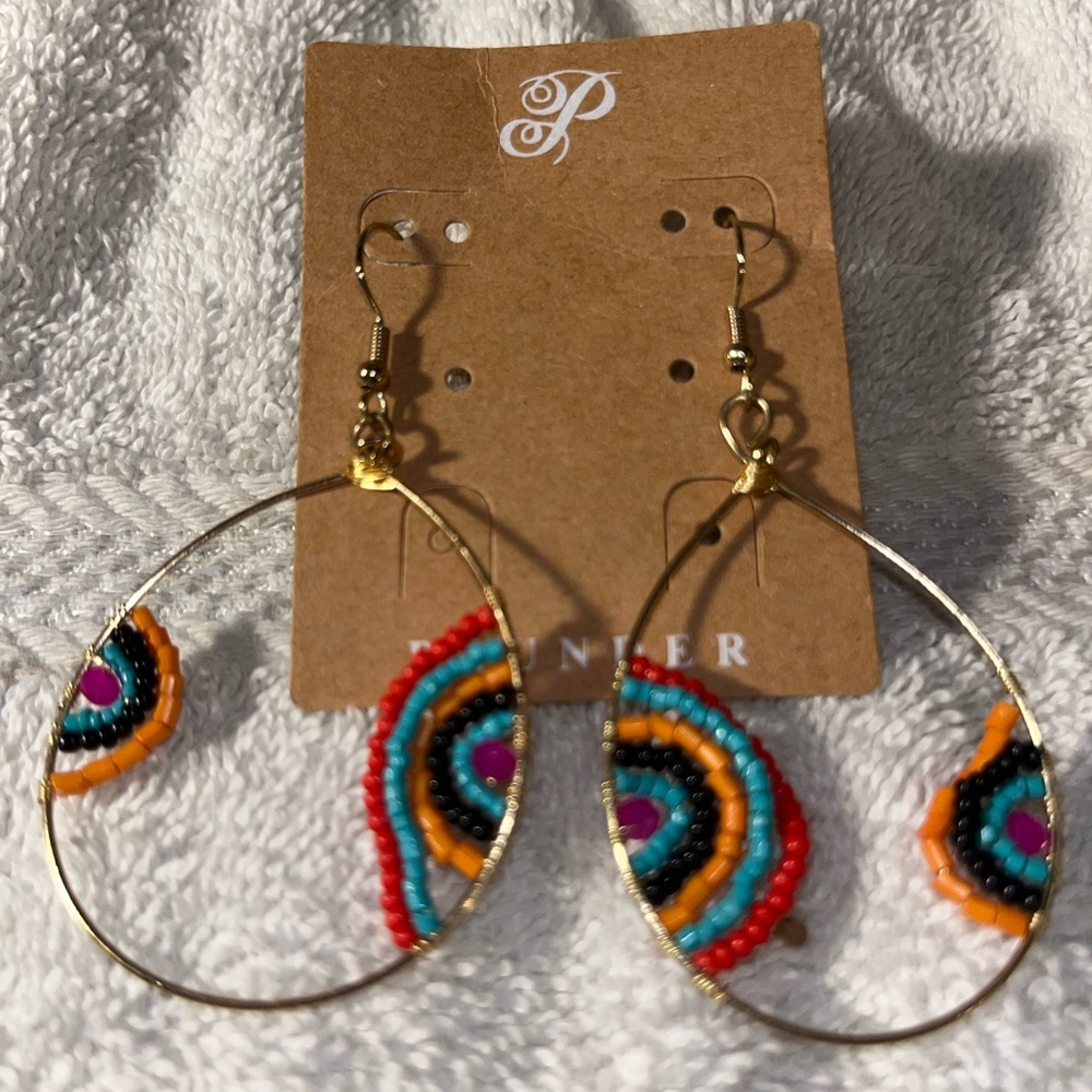 Plunder Multicolor Beaded Hoop Earrings